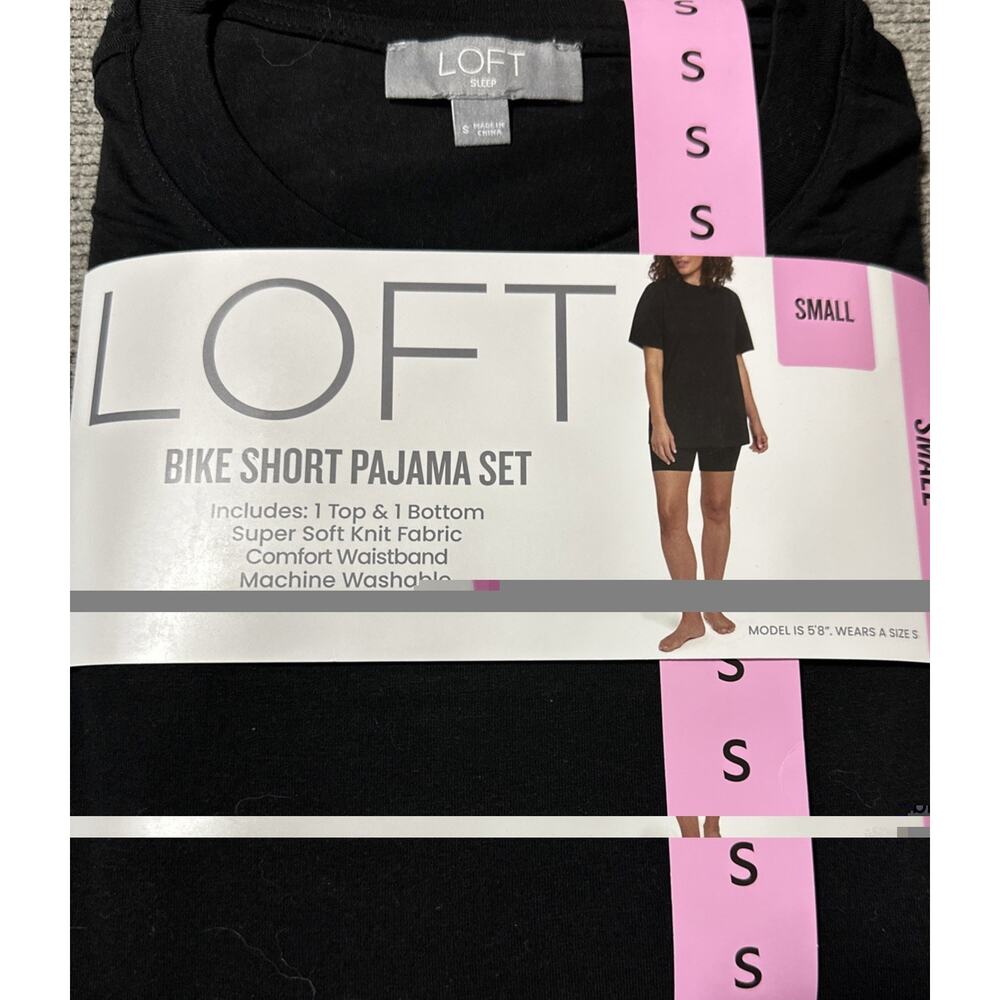 Loft Womens Bike Short Pajama Set Super Soft Knit Fabric Comfort Waistband Small